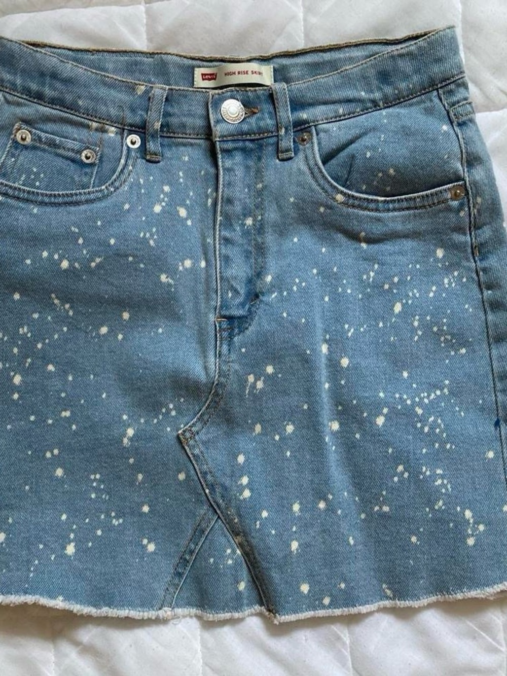 Levi's Light Blue High-Rise Denim Skirt with Paint-Splatter